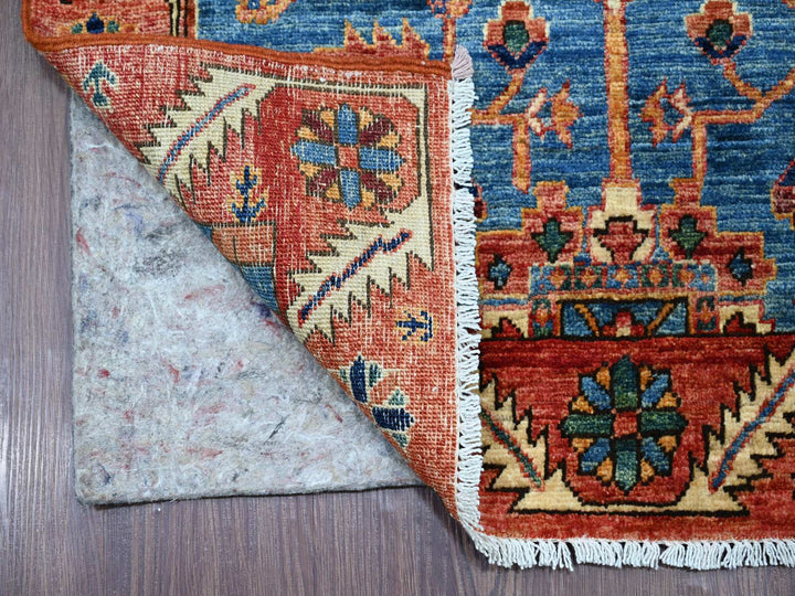 2'11" x 18'7" New Hand Knotted Blue Wool Runner Oriental Rug - MOA10221455