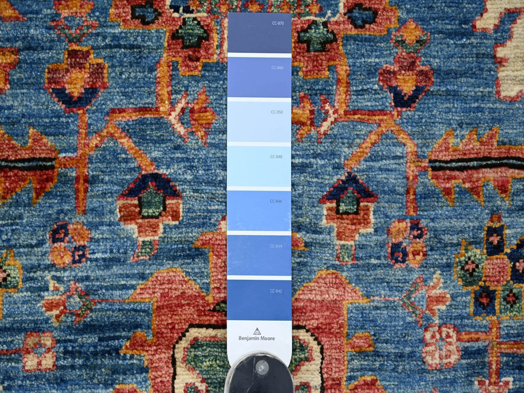 2'11" x 18'7" New Hand Knotted Blue Wool Runner Oriental Rug - MOA10221455