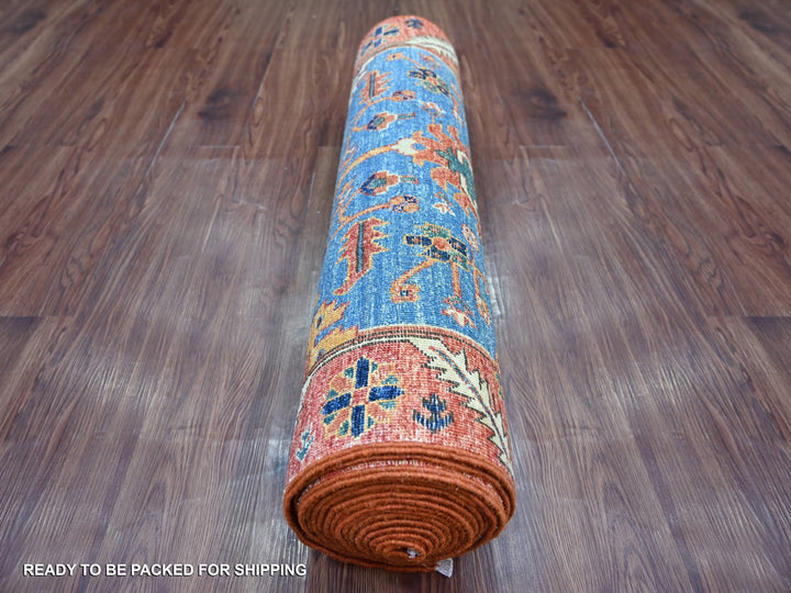 2'11" x 18'7" New Hand Knotted Blue Wool Runner Oriental Rug - MOA10221455