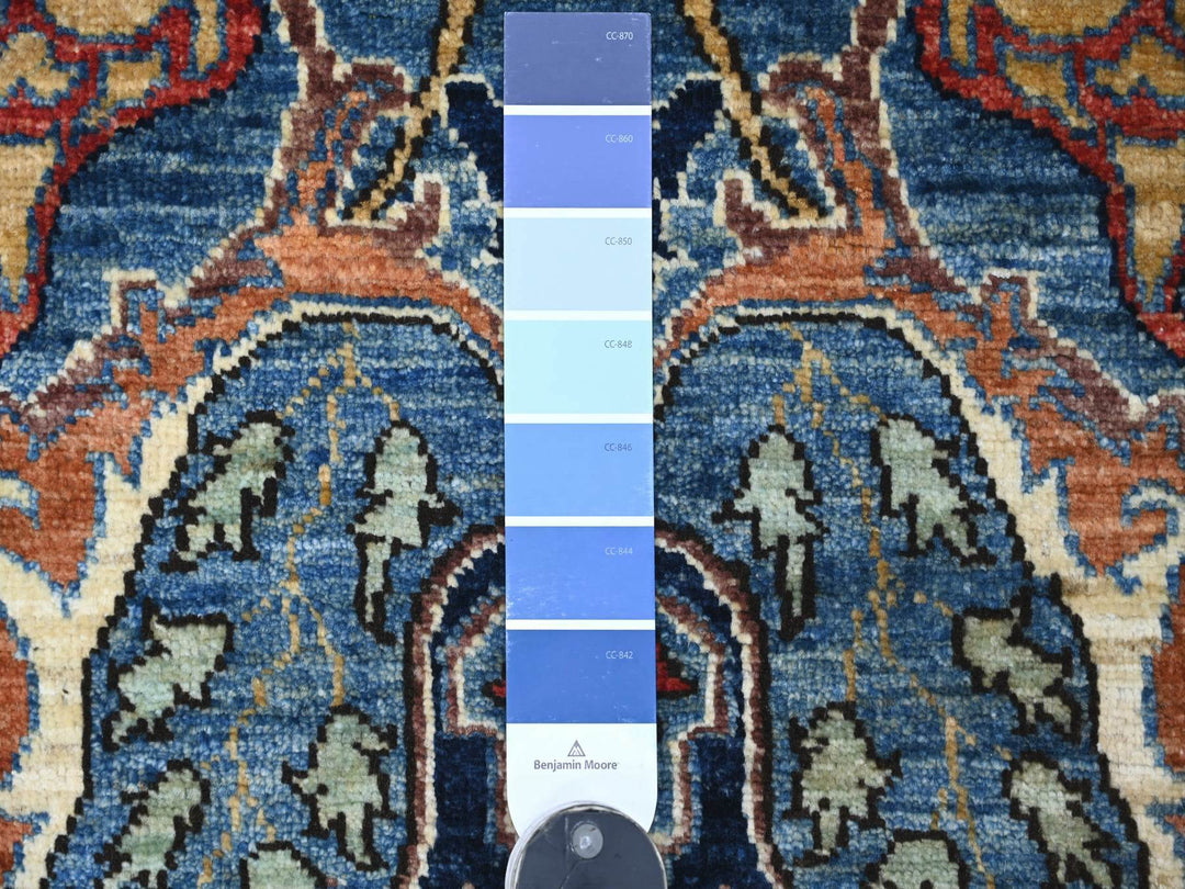 2'9" x 5'11" New Hand Knotted Blue Wool Runner Oriental Rug - MOA10221458