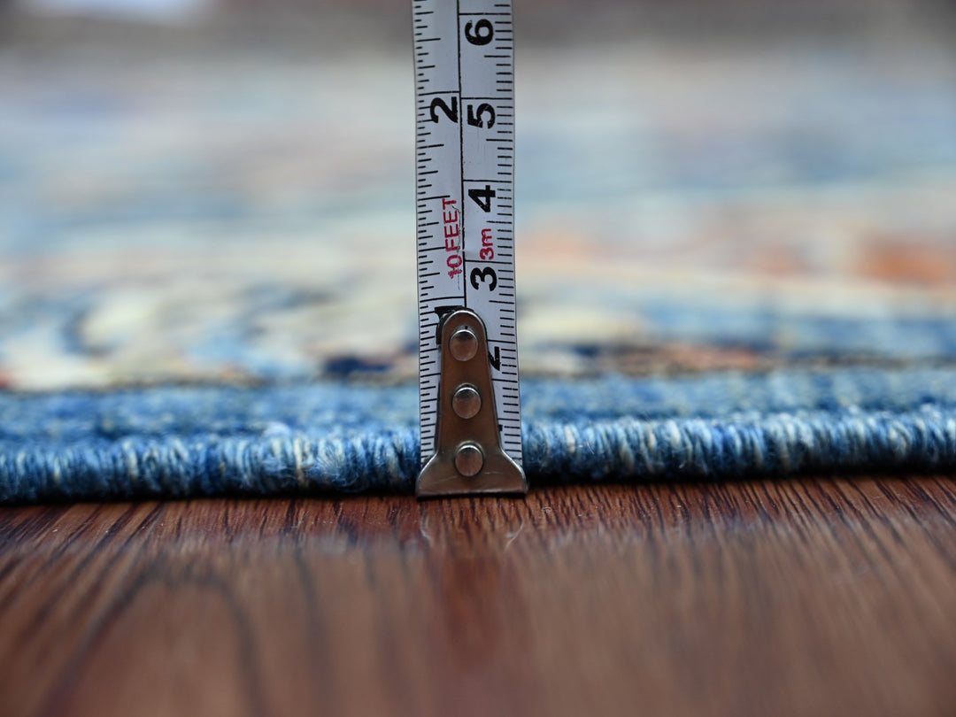 2'9" x 5'11" New Hand Knotted Blue Wool Runner Oriental Rug - MOA10221458