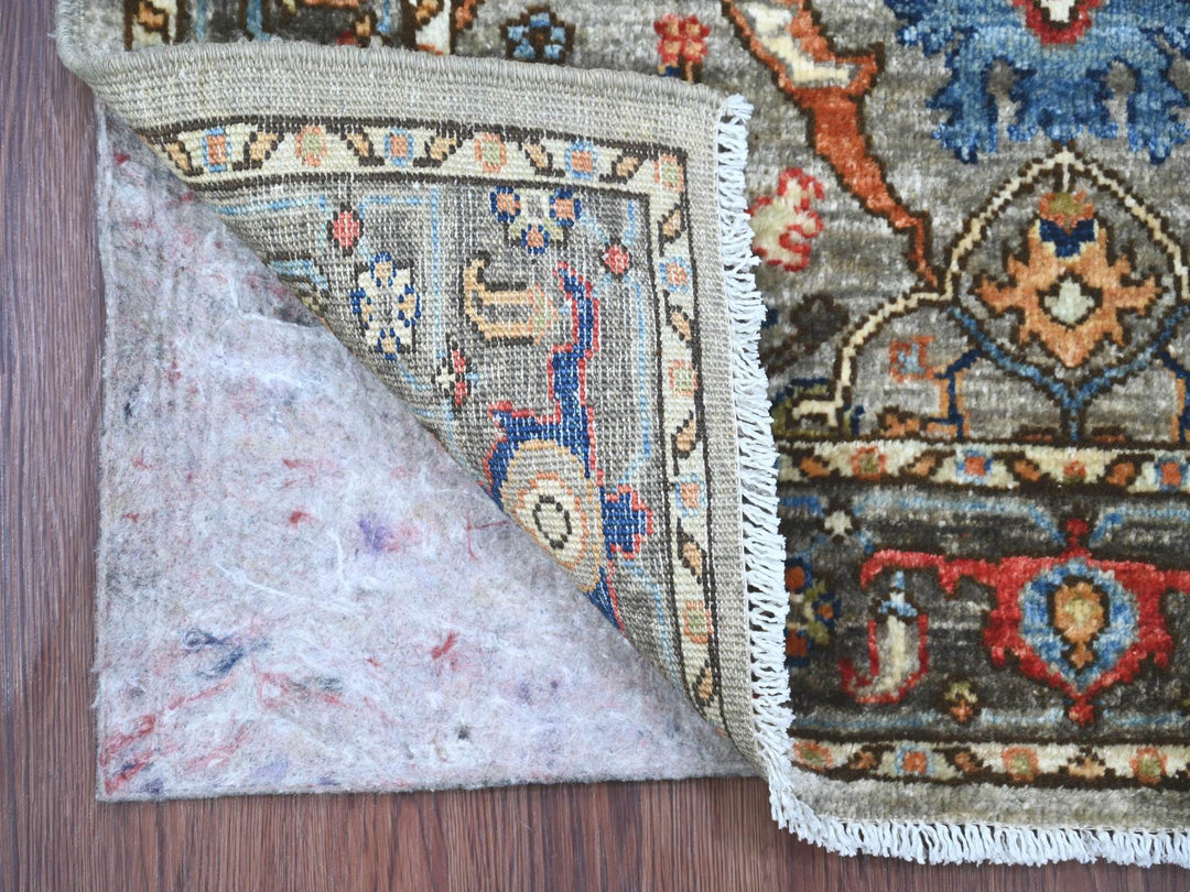 2'11" x 5'10" New Hand Knotted Grey Wool Runner Oriental Rug - MOA10221459
