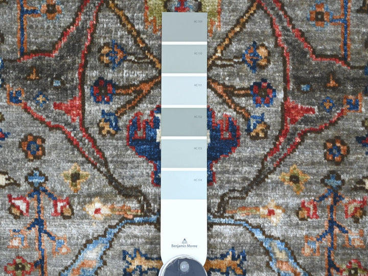 2'11" x 5'10" New Hand Knotted Grey Wool Runner Oriental Rug - MOA10221459