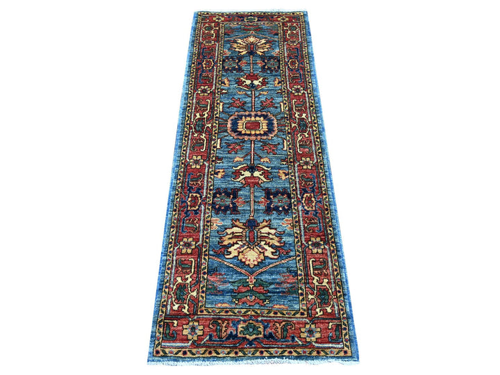 2'2" x 6'3" New Hand Knotted Blue Wool Runner Oriental Rug - MOA10221460