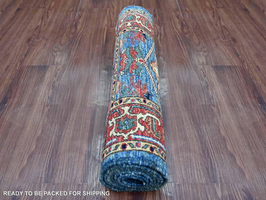 2'2" x 6'3" New Hand Knotted Blue Wool Runner Oriental Rug - MOA10221460