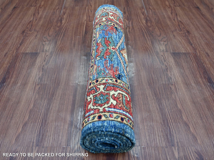 2'2" x 6'3" New Hand Knotted Blue Wool Runner Oriental Rug - MOA10221460