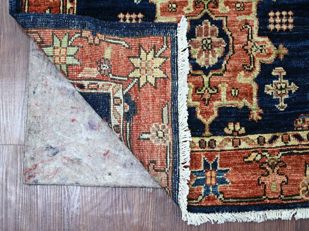 2'5" x 5'11" New Hand Knotted Blue Wool Runner Oriental Rug - MOA10221461