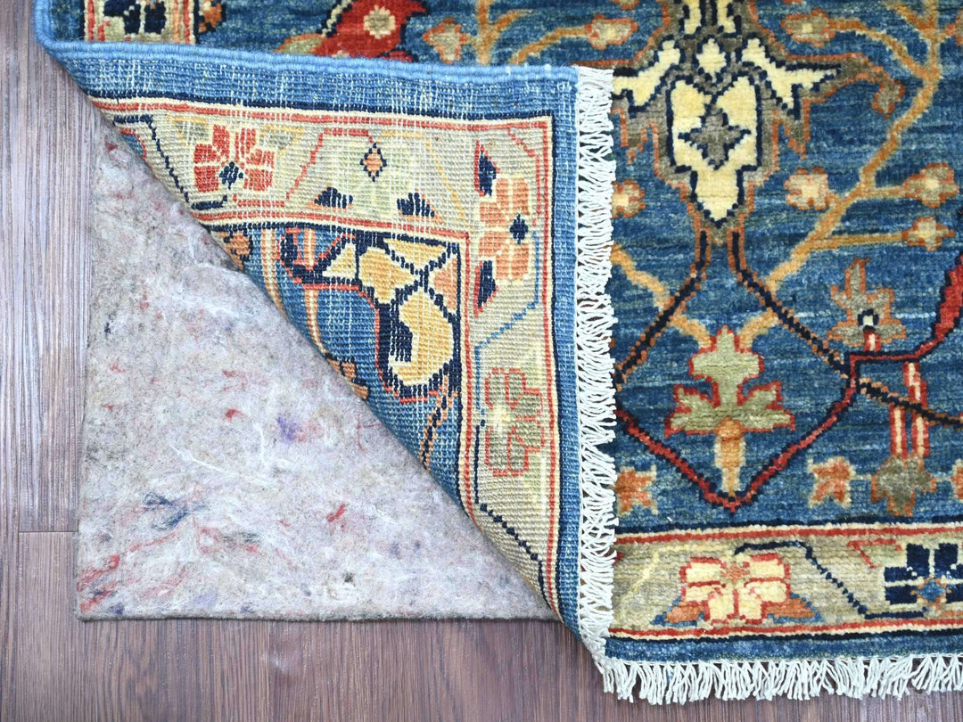 2'8" x 5'9" New Hand Knotted Blue Wool Runner Oriental Rug - MOA10221462