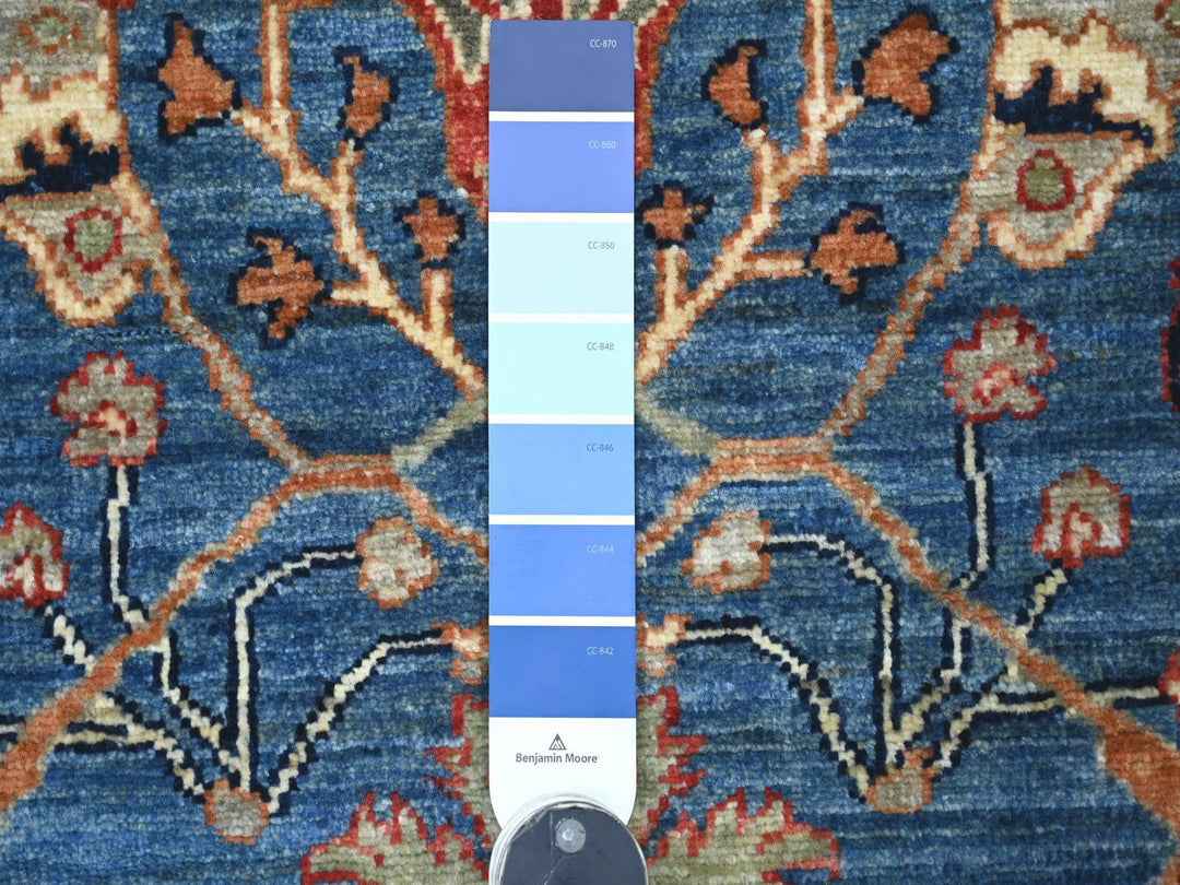 2'8" x 5'9" New Hand Knotted Blue Wool Runner Oriental Rug - MOA10221462