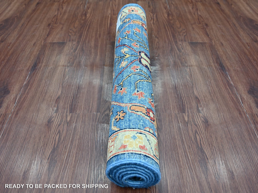 2'8" x 5'9" New Hand Knotted Blue Wool Runner Oriental Rug - MOA10221462