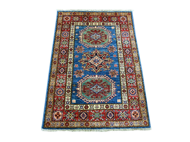 2'10" x 4'0" New Hand Knotted Blue Wool Rectangle Oriental Rug - MOA10221468