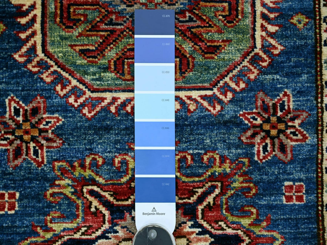 2'10" x 4'0" New Hand Knotted Blue Wool Rectangle Oriental Rug - MOA10221468