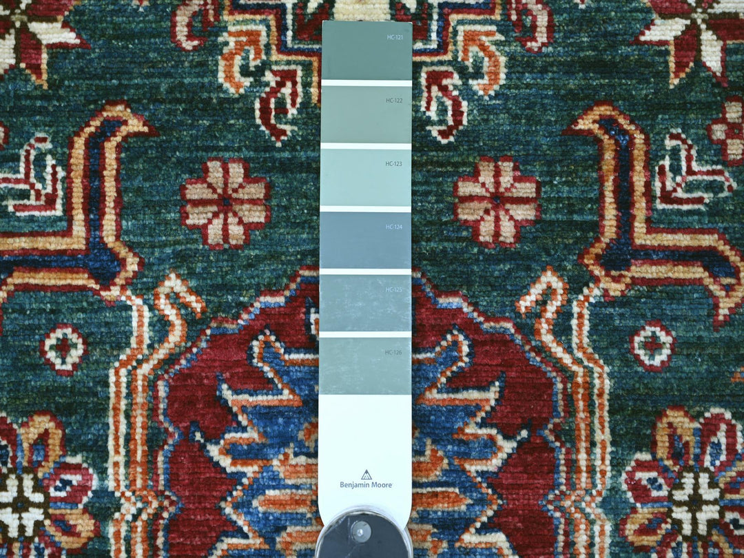 3'1" x 5'1" New Hand Knotted Green Wool Rectangle Oriental Rug - MOA10221472