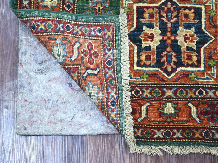 2'10" x 4'0" New Hand Knotted Green Wool Rectangle Oriental Rug - MOA10221475