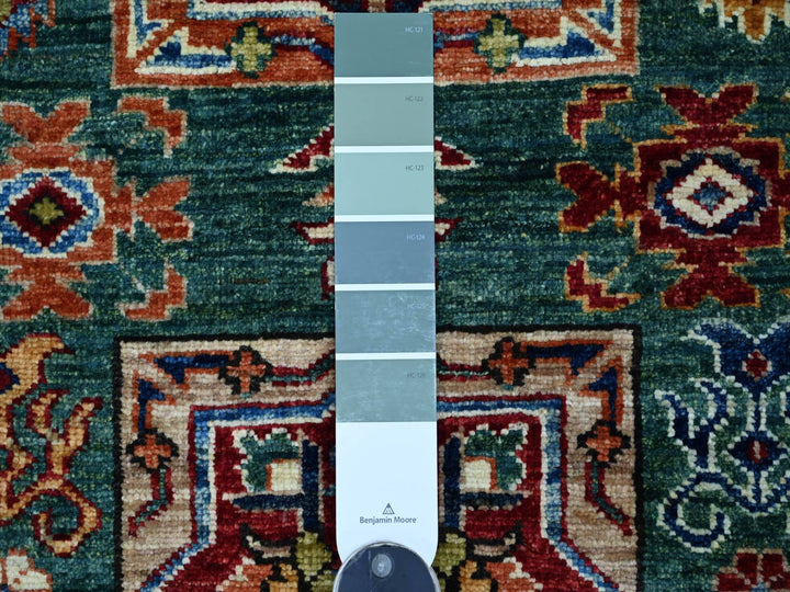 2'10" x 4'0" New Hand Knotted Green Wool Rectangle Oriental Rug - MOA10221475