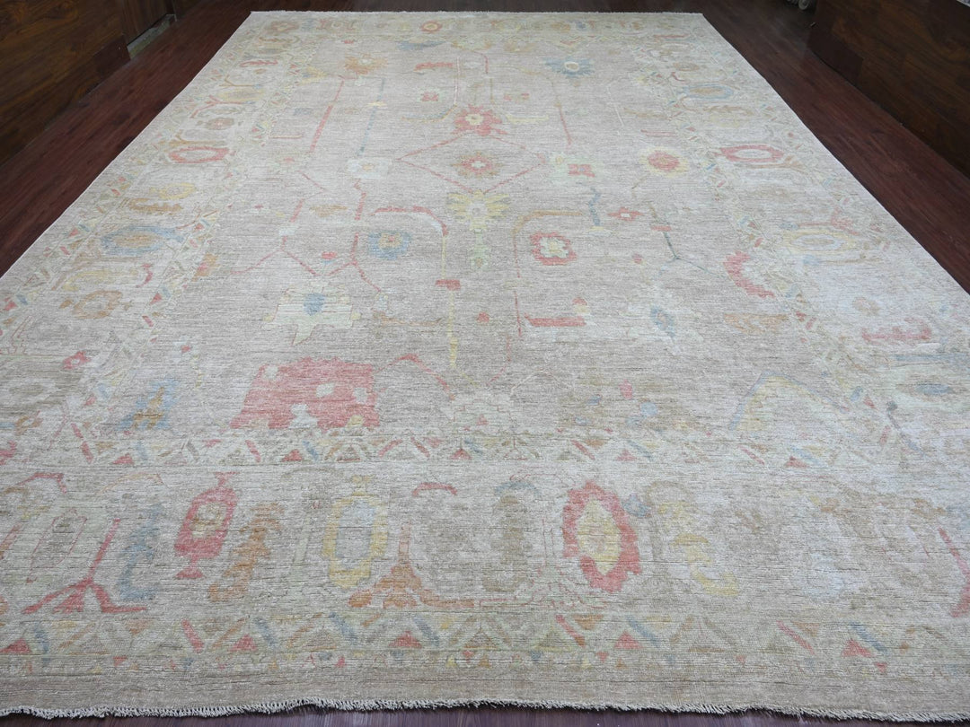 12'7" x 17'4" New Hand Knotted Brown Wool Rectangle Oriental Rug - MOA10221476