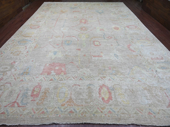 12'7" x 17'4" New Hand Knotted Brown Wool Rectangle Oriental Rug - MOA10221476