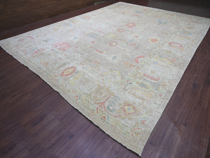 12'7" x 17'4" New Hand Knotted Brown Wool Rectangle Oriental Rug - MOA10221476