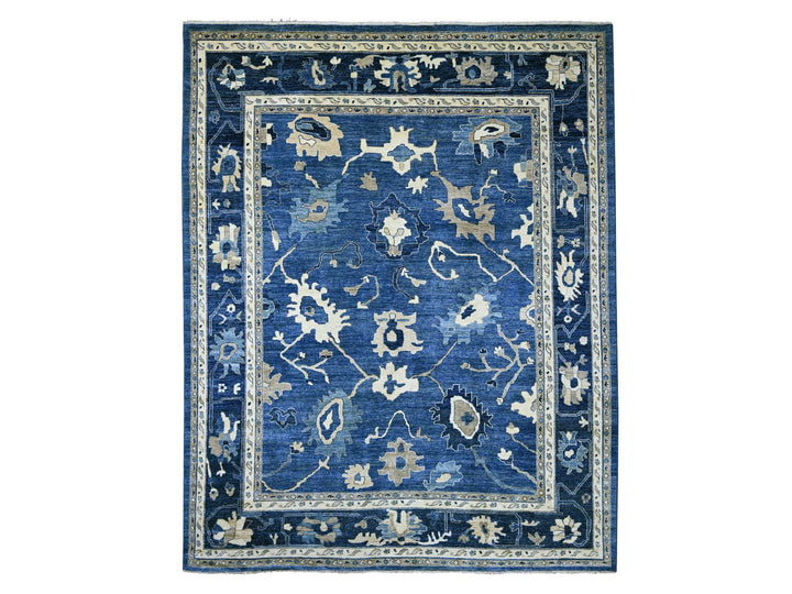 11'11" x 14'10" New Hand Knotted Blue Wool Rectangle Oriental Rug - MOA10221477