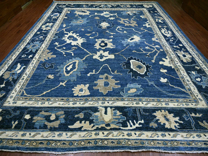 11'11" x 14'10" New Hand Knotted Blue Wool Rectangle Oriental Rug - MOA10221477
