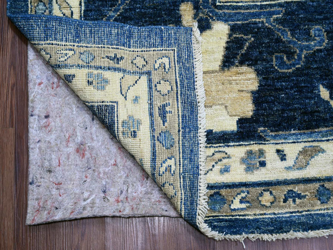 11'11" x 14'10" New Hand Knotted Blue Wool Rectangle Oriental Rug - MOA10221477
