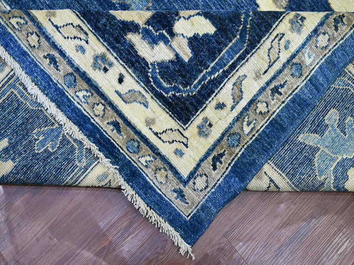 11'11" x 14'10" New Hand Knotted Blue Wool Rectangle Oriental Rug - MOA10221477