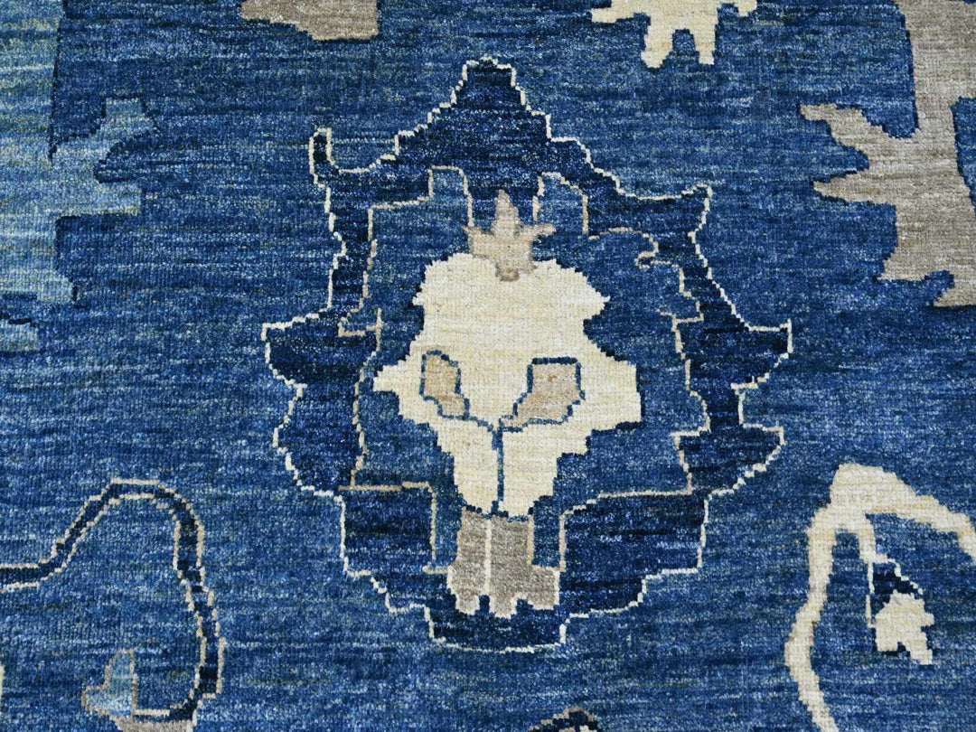 11'11" x 14'10" New Hand Knotted Blue Wool Rectangle Oriental Rug - MOA10221477