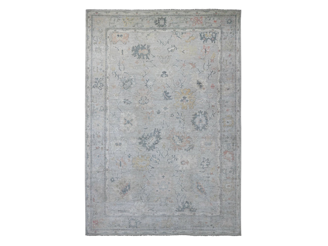 11'8" x 17'2" New Hand Knotted Grey Wool Rectangle Oriental Rug - MOA10221478