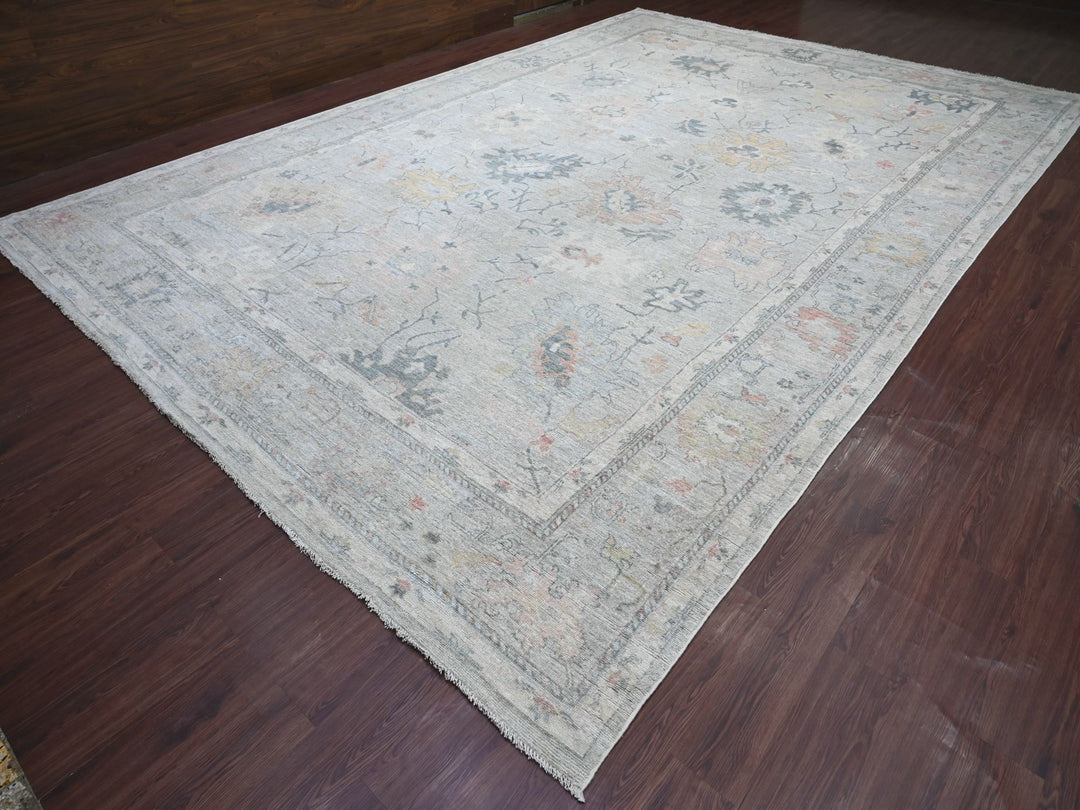 11'8" x 17'2" New Hand Knotted Grey Wool Rectangle Oriental Rug - MOA10221478