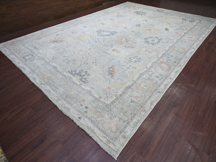 11'8" x 17'2" New Hand Knotted Grey Wool Rectangle Oriental Rug - MOA10221478