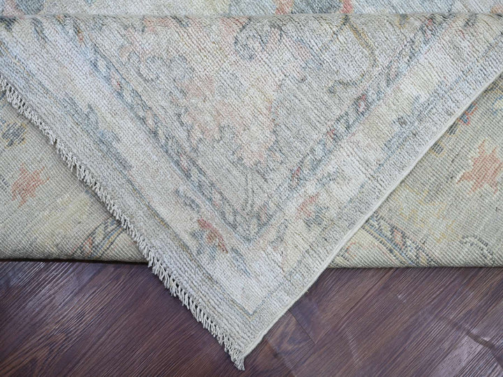 11'8" x 17'2" New Hand Knotted Grey Wool Rectangle Oriental Rug - MOA10221478