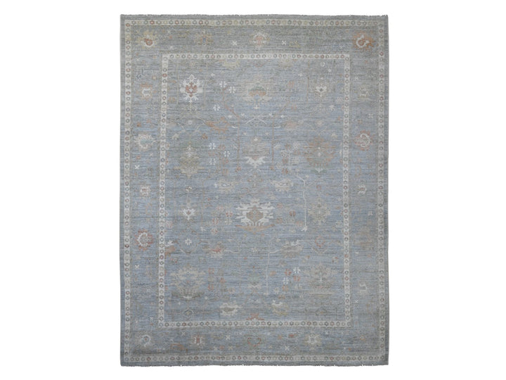 9'1" x 11'9" New Hand Knotted Blue Wool Rectangle Oriental Rug - MOA10221479