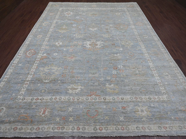 9'1" x 11'9" New Hand Knotted Blue Wool Rectangle Oriental Rug - MOA10221479
