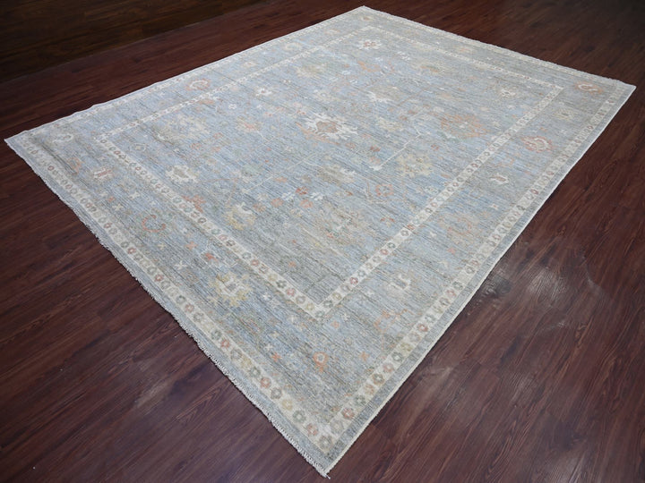 9'1" x 11'9" New Hand Knotted Blue Wool Rectangle Oriental Rug - MOA10221479