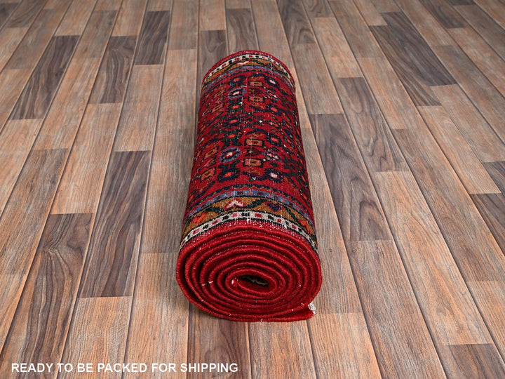 2'1" x 10'0" New Hand Knotted Red Wool Runner Oriental Rug - MOA1022147