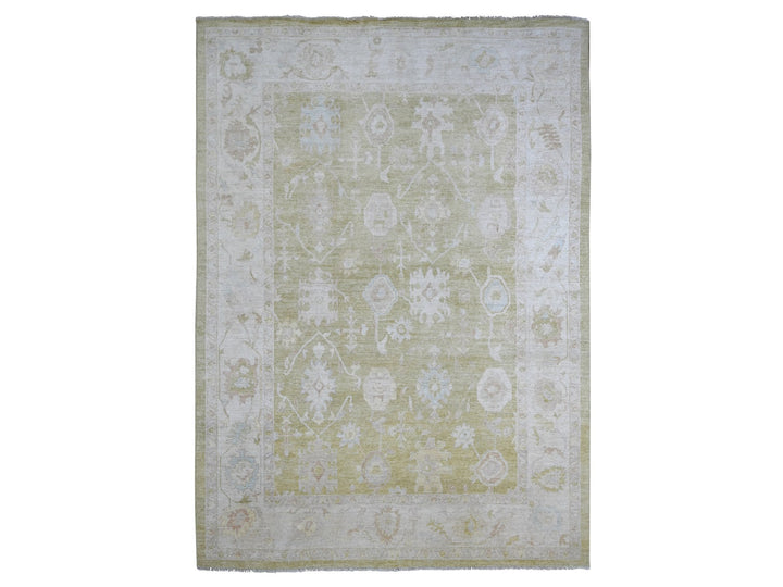 9'10" x 13'9" New Hand Knotted Green Wool Rectangle Oriental Rug - MOA10221480