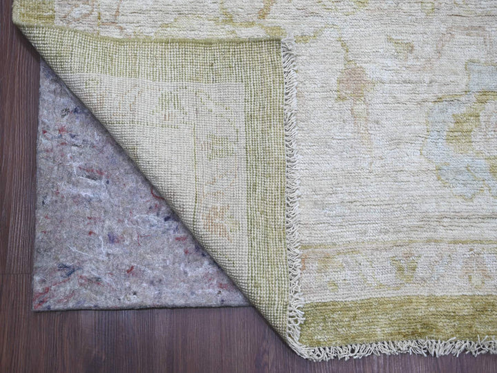 9'10" x 13'9" New Hand Knotted Green Wool Rectangle Oriental Rug - MOA10221480
