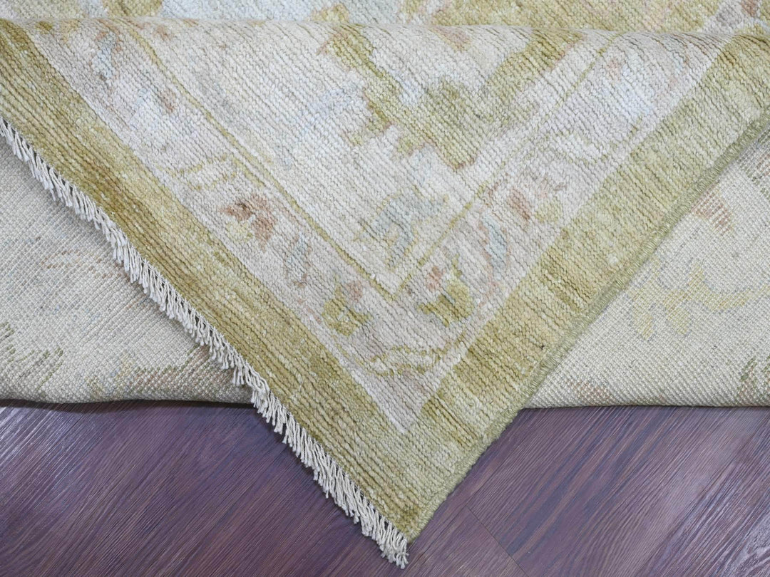9'10" x 13'9" New Hand Knotted Green Wool Rectangle Oriental Rug - MOA10221480