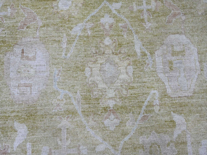 9'10" x 13'9" New Hand Knotted Green Wool Rectangle Oriental Rug - MOA10221480