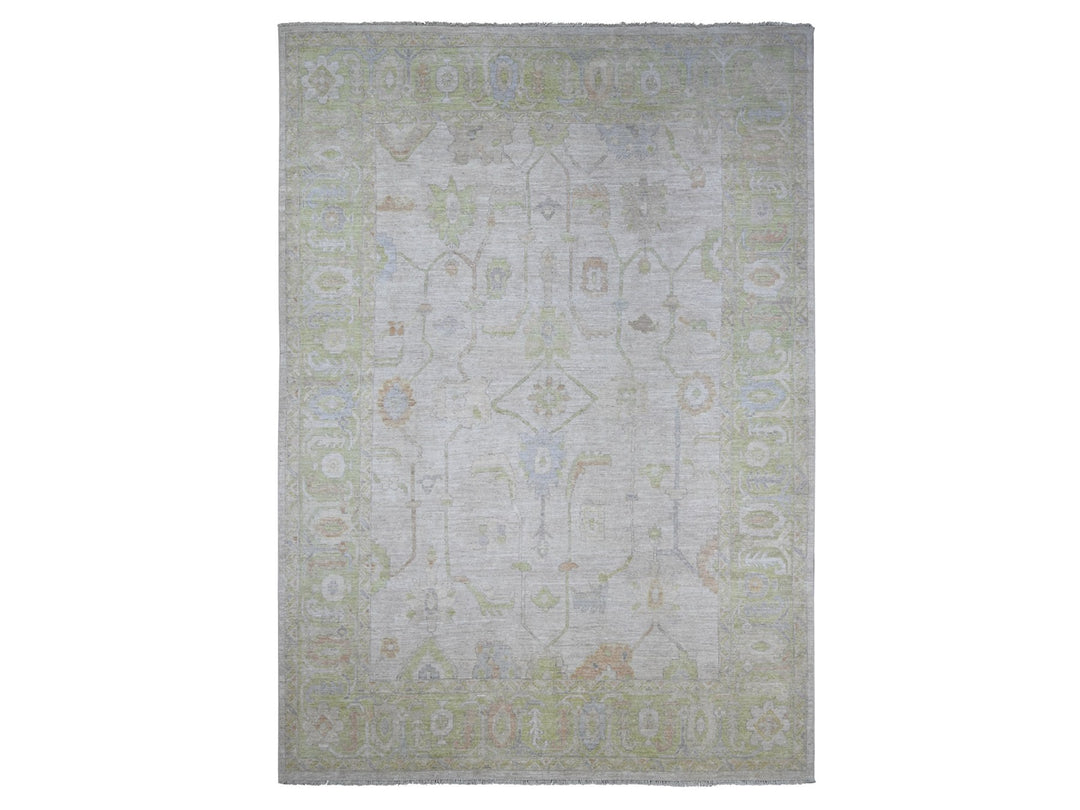 9'8" x 13'8" New Hand Knotted Grey Wool Rectangle Oriental Rug - MOA10221483