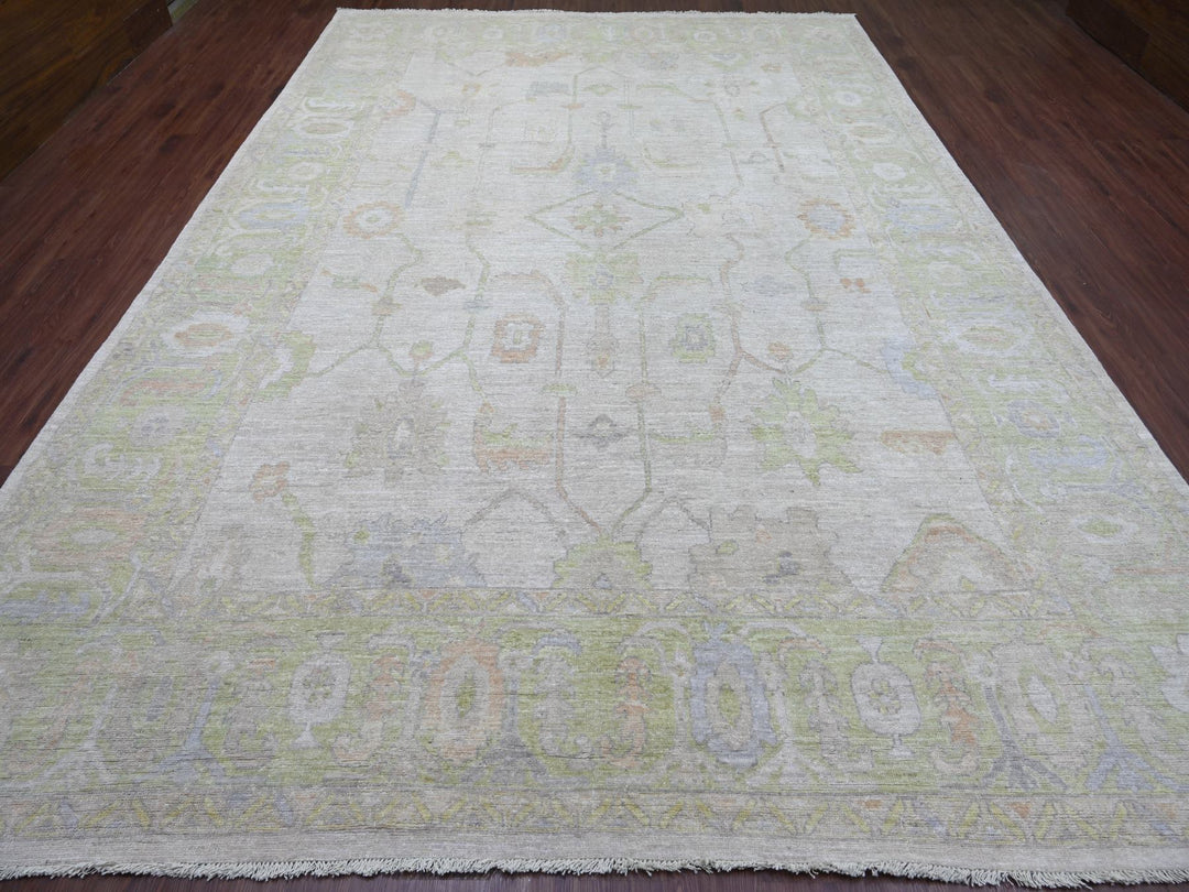 9'8" x 13'8" New Hand Knotted Grey Wool Rectangle Oriental Rug - MOA10221483