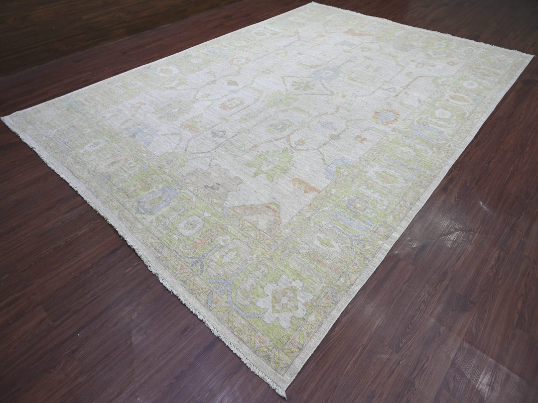 9'8" x 13'8" New Hand Knotted Grey Wool Rectangle Oriental Rug - MOA10221483