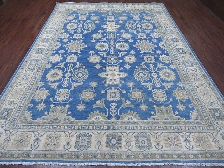 8'9" x 11'2" New Hand Knotted Blue Wool Rectangle Oriental Rug - MOA10221487