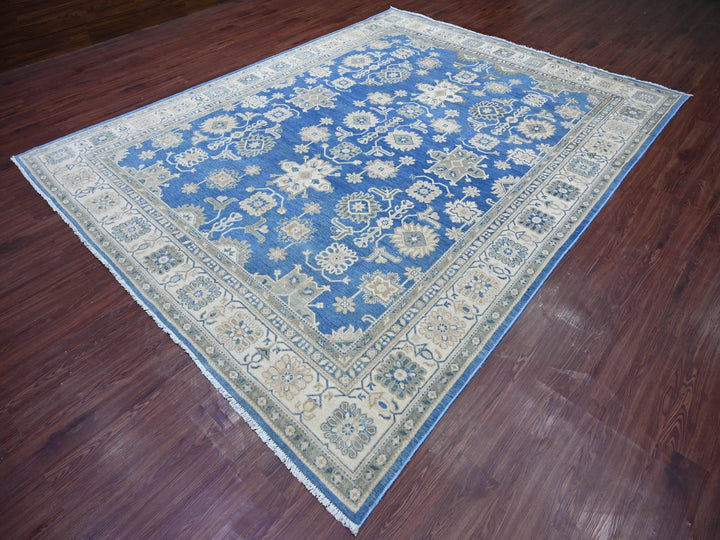 8'9" x 11'2" New Hand Knotted Blue Wool Rectangle Oriental Rug - MOA10221487
