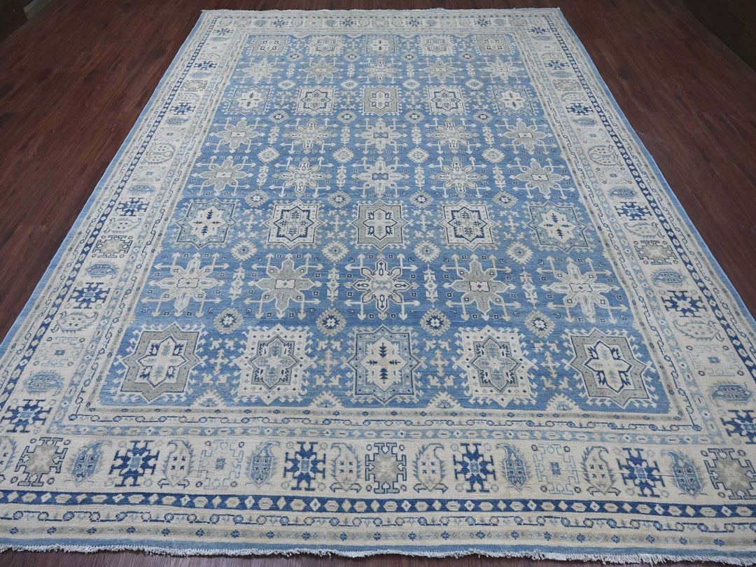 8'10" x 11'6" New Hand Knotted Blue Wool Rectangle Oriental Rug - MOA10221489