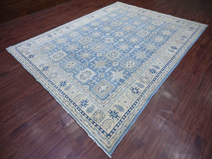 8'10" x 11'6" New Hand Knotted Blue Wool Rectangle Oriental Rug - MOA10221489