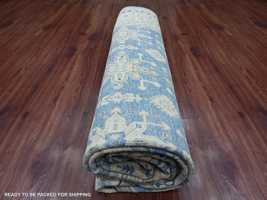 8'10" x 11'6" New Hand Knotted Blue Wool Rectangle Oriental Rug - MOA10221489