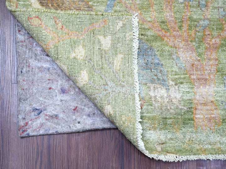 2'6" x 11'11" New Hand Knotted Green Wool Runner Oriental Rug - MOA10221490