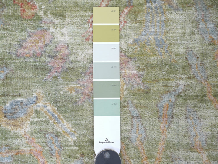 2'6" x 11'11" New Hand Knotted Green Wool Runner Oriental Rug - MOA10221490