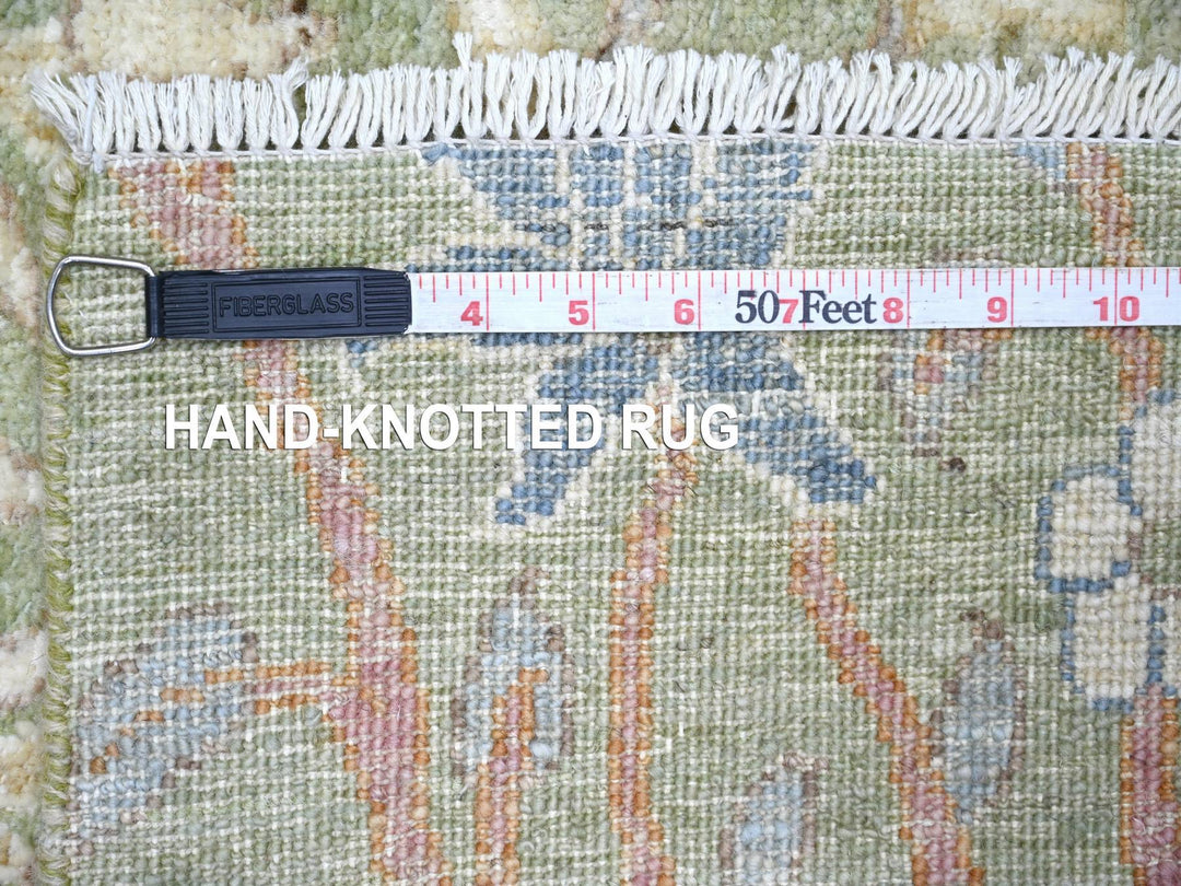 2'6" x 11'11" New Hand Knotted Green Wool Runner Oriental Rug - MOA10221490